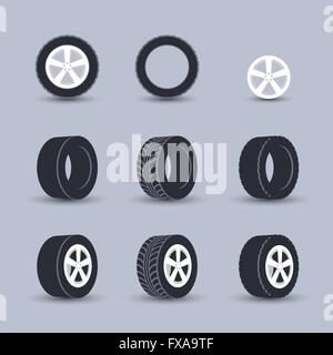 Tire icon set Stock Vector