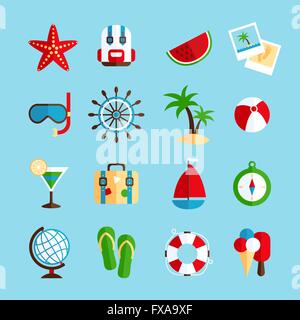 Holiday vacation icons set Stock Vector