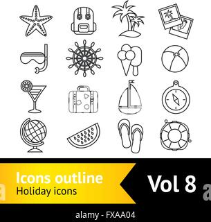 Holiday vacation icons set Stock Vector