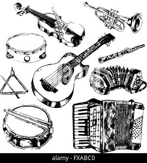 Musical instruments icons set Stock Vector