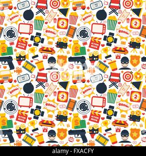 Action movie seamless pattern Stock Vector