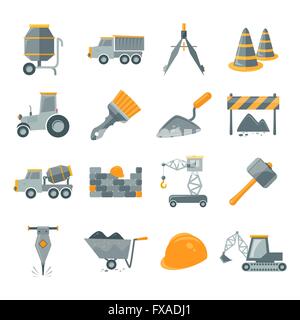 Construction Vehicle Collection Icons Set isolated illustration Stock ...