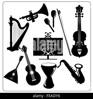 Music instruments black Stock Vector