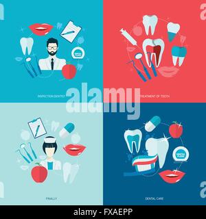 Dental health flat infographics with teeth brushing scheme vector ...