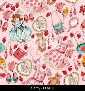 Little girl accessories seamless pattern Stock Vector