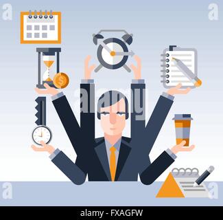 Time Management Icons White On Black Flat Design Set Big Stock Vector ...