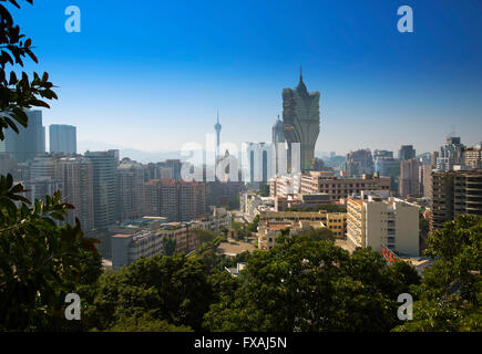 Casino Grand Lisboa and Macau Tower in the background, Macau, China Stock Photo