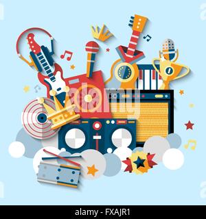 Musical instruments icons set in outline style Stock Vector Image & Art ...