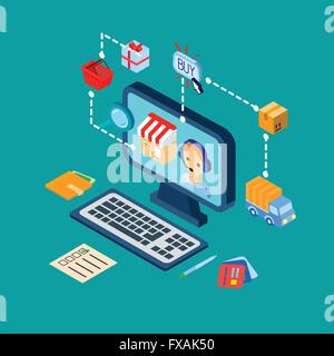 online shopping isometric icons collection vector illustration Stock ...