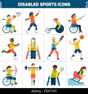 Disabled Sports Icons Stock Vector