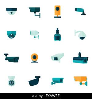 Security camera cctv flat icons set vector image Stock Vector Image ...
