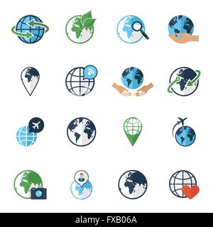 Globe Earth icons set. Flat illustration of 25 Globe Earth vector icons ...
