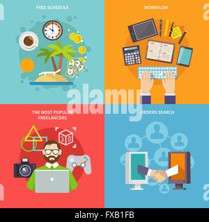 Freelance Flat Set Stock Vector