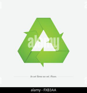 green recycle icon isolated on white background. vector eco reuse symbol. paper origami style arrows, triangle shape. global env Stock Vector