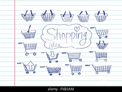 Hand doodle Business icon set idea design Stock Vector