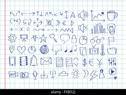 Simple line icons Thin web Icons Stock Vector