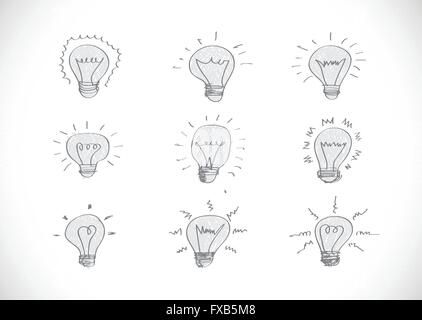 symbol of ideas Hand drawn light bulbs Stock Vector
