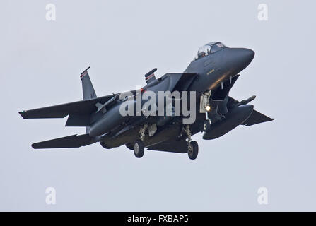 F-15E Eagle, 494th FS, 48th FW, USAFE landing at RAF Lakenheath Stock Photo