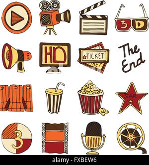 Set of cinema vintage emblems. Vector illustration Stock Vector Image ...