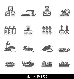 Supermarket Icons Black Stock Vector