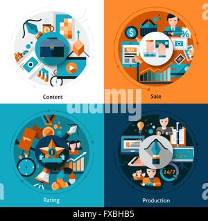 Set of business process management icons vector illustration glyph ...