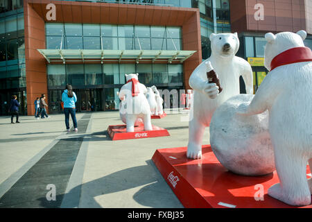 Coca-Cola advertisement in front of Joy City, Beijing, China Stock Photo