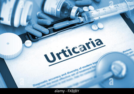 Urticaria Diagnosis. Medical Concept. Stock Photo