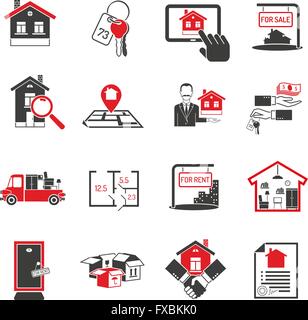 Real Estate Icons Black & White Sticker Set Big Stock Vector Image ...
