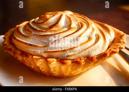 Close up shot of a lemon meringue pie Stock Photo