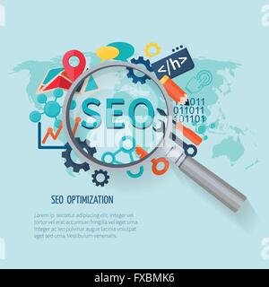 Seo marketing analytics and development flat icons set isolated vector ...