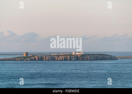 View of Inner Farne from Seahouses, Northumberland Stock Photo