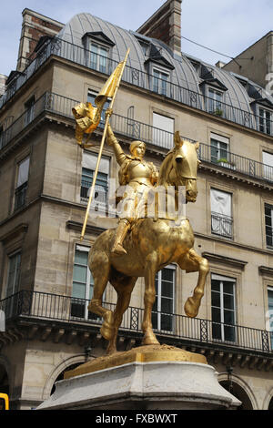 Statue of Joan of Arc (1412-1431). by French sculptor Emmanuel Fremiet (1824-1910). Paris, France. Stock Photo