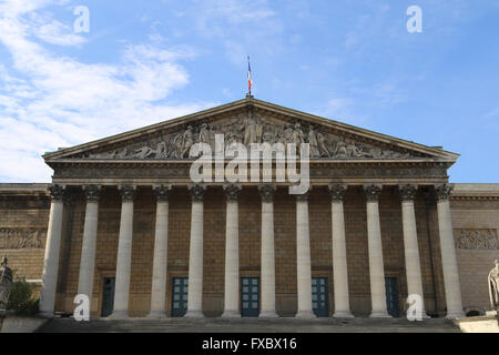France. Paris. Facade of National Assembly (Bourbon palace), 1806-08 by Bernard Poyet. Stock Photo
