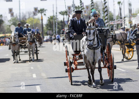 Seville, Spain. 14th Apr, 2016. Typical chariots at the ''Feria de Abril'' (April's Fair) 2016 © Daniel Gonzalez Acuna/ZUMA Wire/Alamy Live News Stock Photo