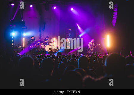 Manchester, UK. 14th April, 2016. English five-piece band from Essex, Nothing But Thieves (Conor Mason, Joe Langridge-Brown, Dominic Craik, James Price and Philip Blake), perform at the O2 Ritz in Manchester on their headline UK tour, 2016, after supporting Muse on their UK tour of 2016 Credit:  Myles Wright/ZUMA Wire/Alamy Live News Stock Photo