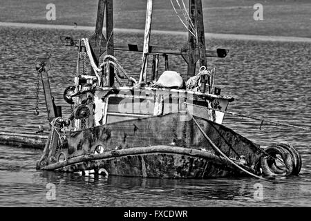 Sunken fishing boat in Faversham Creek Stock Photo