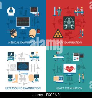 Medical Examination 4 Flat Icons Square Stock Vector