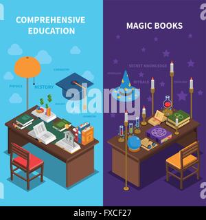 Books And Education Banners Set Stock Vector