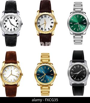 Realistic watches set Stock Vector