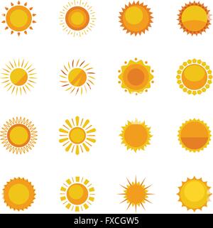 collection of 4 orange sun icons for summer season Stock Vector Image ...