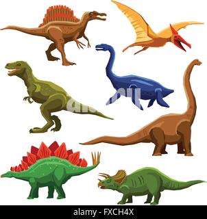 Dinosaurs Color Icons Iet Stock Vector