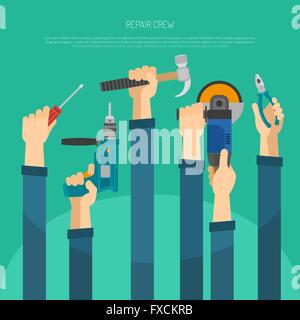 Hands With Tools Stock Vector