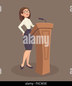 Speaker Woman Illustration Stock Vector