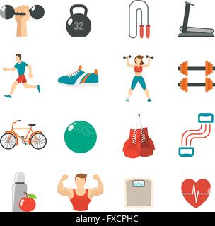 Flat design fitness icon set in ui colors. Vector illustration Stock ...