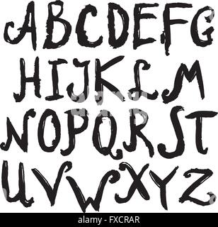 Sketch hand drawn alphabet black and white font letters isolated vector ...