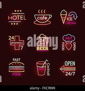 Neon Signs Set Stock Vector