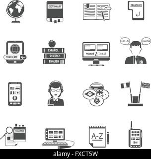 Multilanguage Translator Flat Icon Set Stock Vector