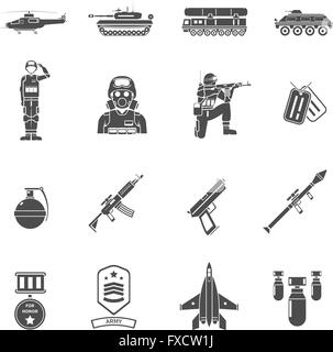Weapons Icons Black & White Flat Design Circle Set Big Stock Vector ...