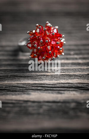 Ring with small red gemstones Stock Photo