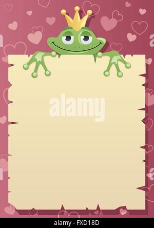 Frog Prince is holding love letter to his beloved princess. Stock Vector